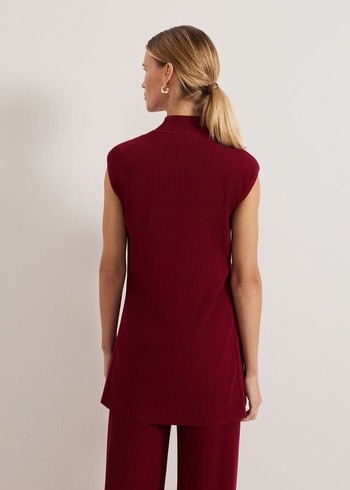 Phase Eight Lori Ribbed Tunic Knitwear Burgundy USA | 4028953-EI